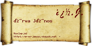 Árva János névjegykártya